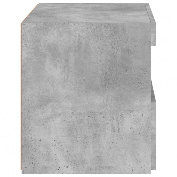 Tables de chevet avec lumières LED 2 pcs gris béton 50x40x45 cm