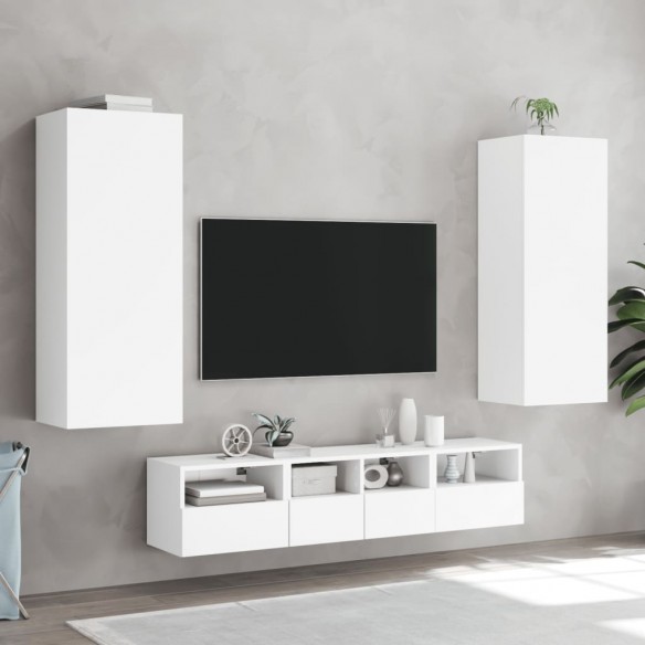 Meuble TV mural blanc 40,5x30x102 cm bois d'ingénierie
