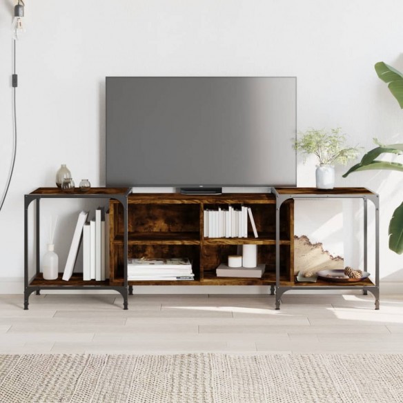 Meuble TV chêne fumé 153x37x50 cm bois d'ingénierie