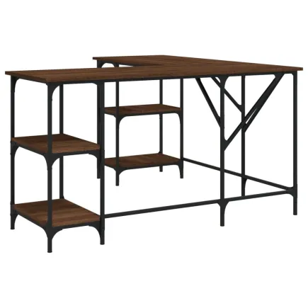 Bureau chêne marron 139x139x75 cm bois d'ingénierie 2
