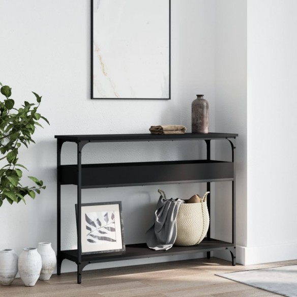 Table console avec étagère noir 100x29x75 cm bois d'ingénierie