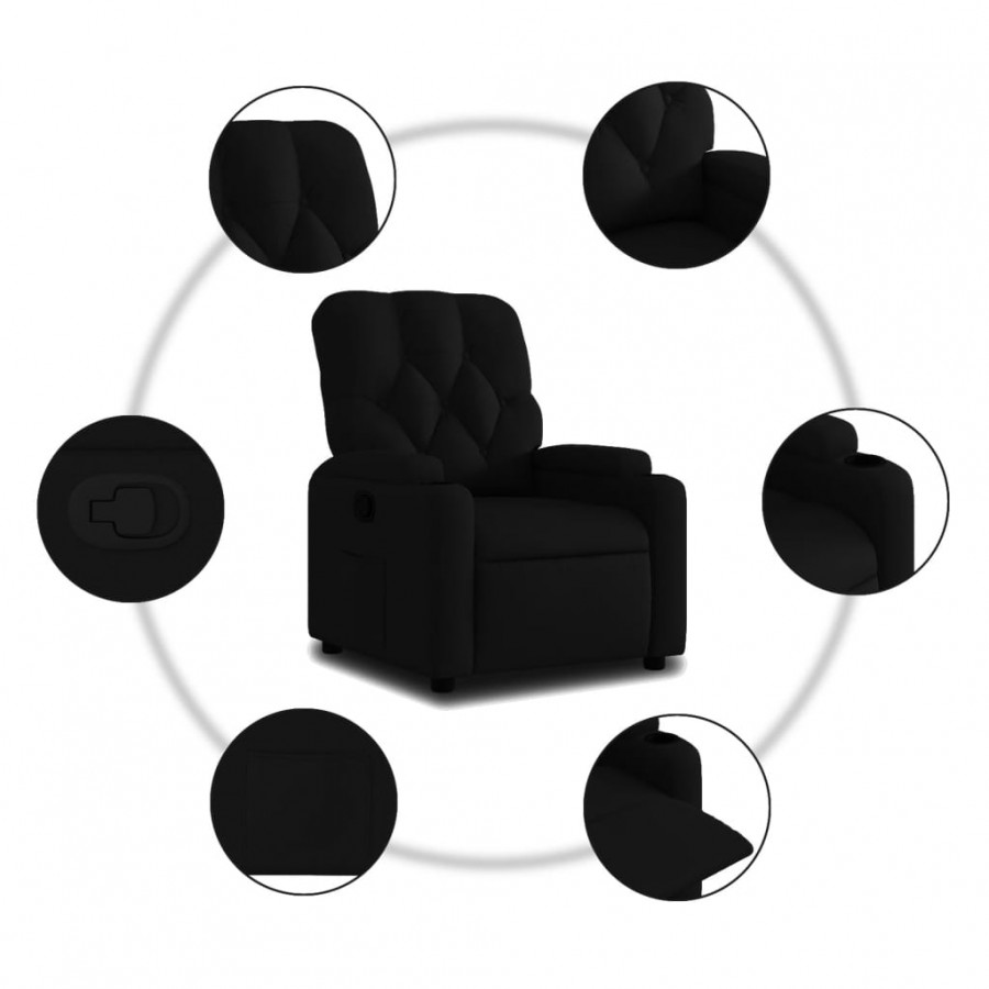 Fauteuil inclinable Noir Tissu Fauteuil inclinable Noir Tissu