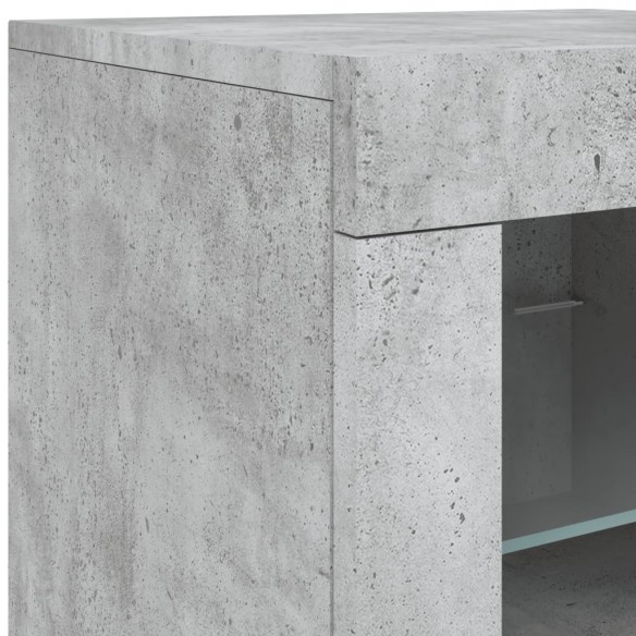 Buffet avec lumières LED gris béton 163x37x67 cm