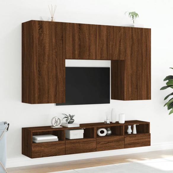 Meubles TV muraux 2pcs chêne marron 100x30x30cm bois ingénierie