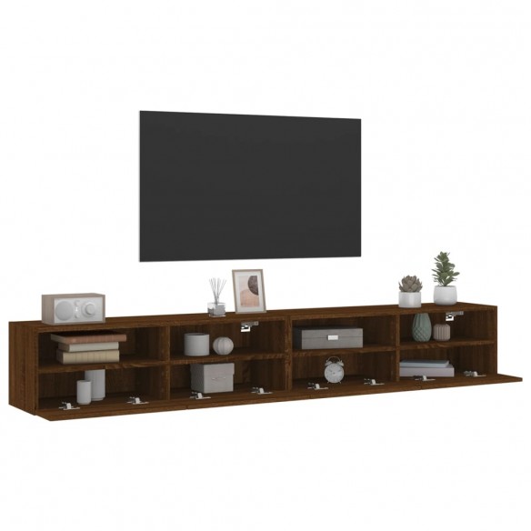 Meubles TV muraux 2pcs chêne marron 100x30x30cm bois ingénierie