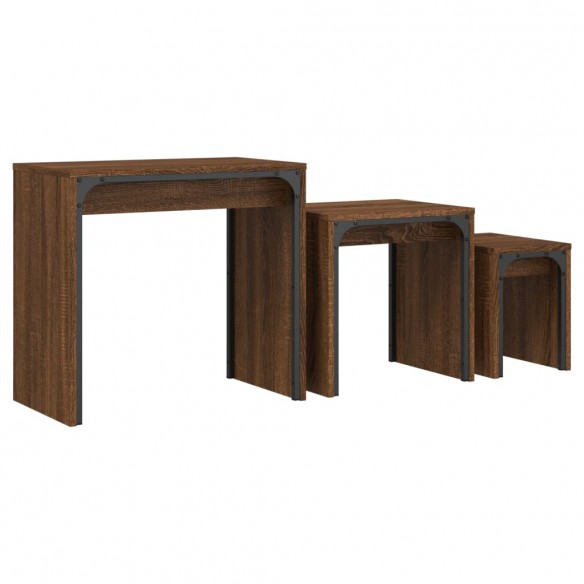Tables basses gigognes 3 pcs chêne marron bois d'ingénierie