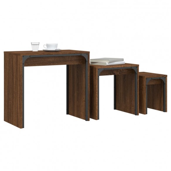 Tables basses gigognes 3 pcs chêne marron bois d'ingénierie