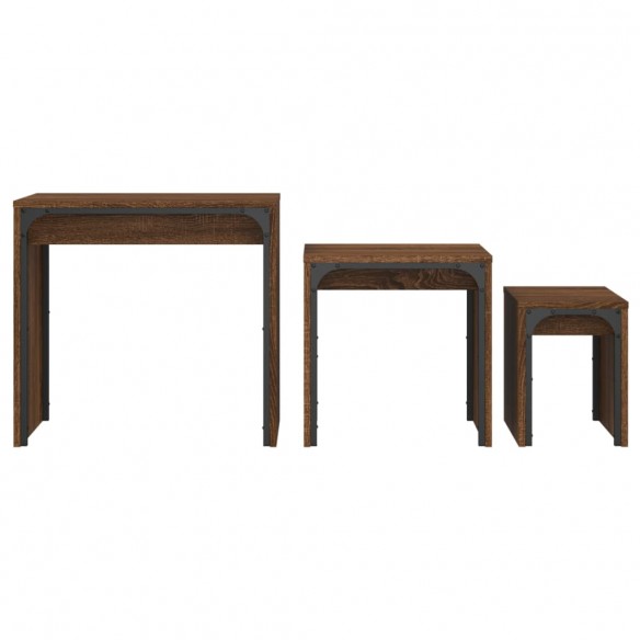 Tables basses gigognes 3 pcs chêne marron bois d'ingénierie