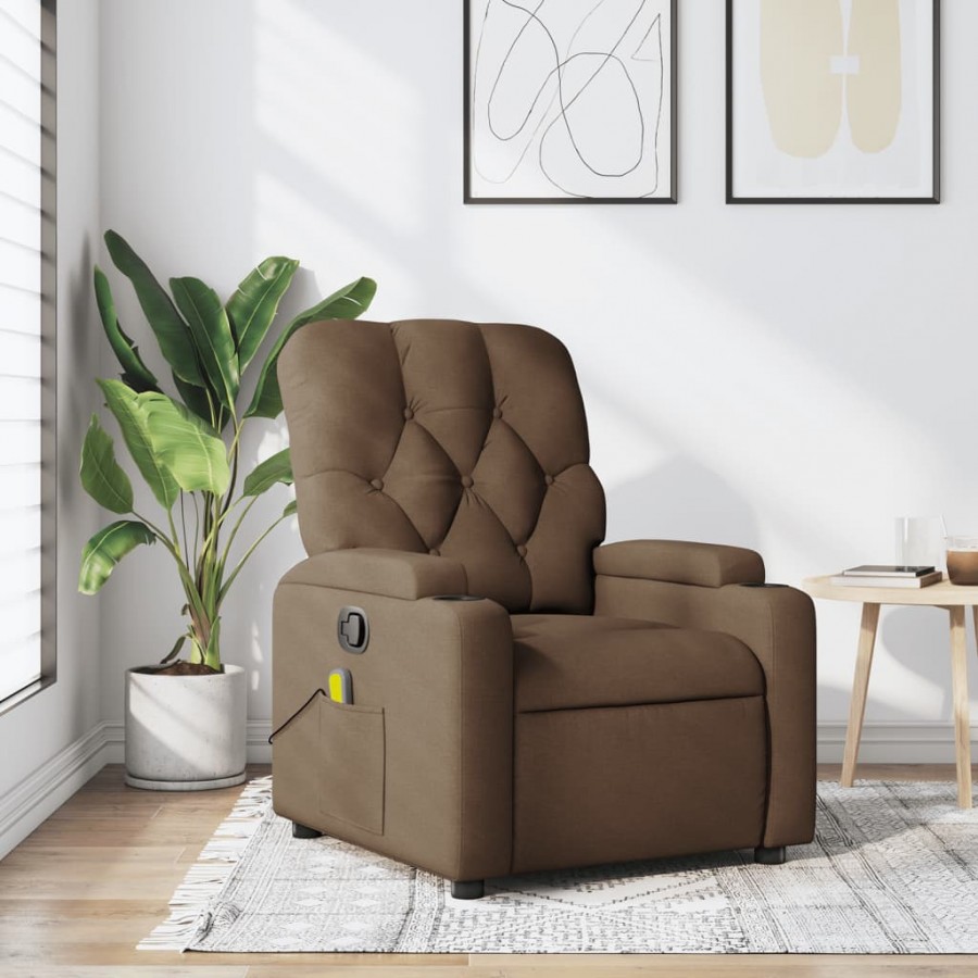 Fauteuil de massage inclinable Marron Tissu