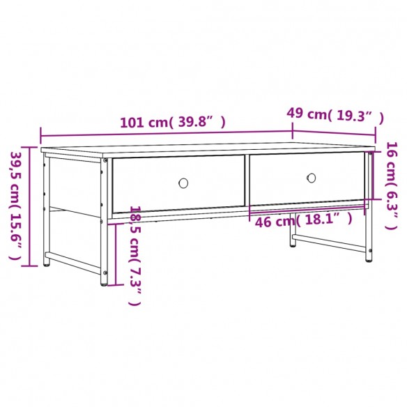 Table basse chêne marron 101x49x39,5 cm bois d'ingénierie