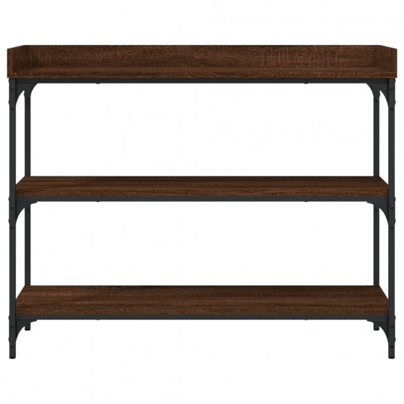 Table console avec étagères chêne marron 100x30x80 cm
