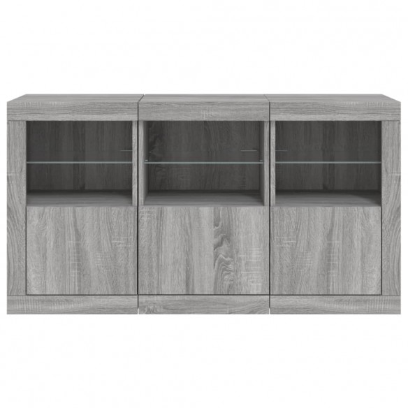 Buffet avec lumières LED sonoma gris 123x37x67 cm