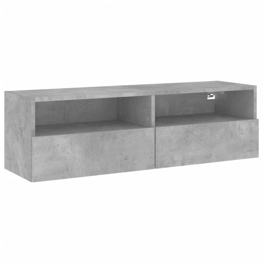 Meuble TV mural gris béton 100x30x30 cm bois d'ingénierie