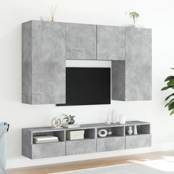 Meuble TV mural gris béton 100x30x30 cm bois d'ingénierie