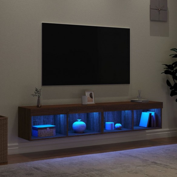 Meubles TV avec lumières LED 2 pcs chêne marron 80x30x30 cm