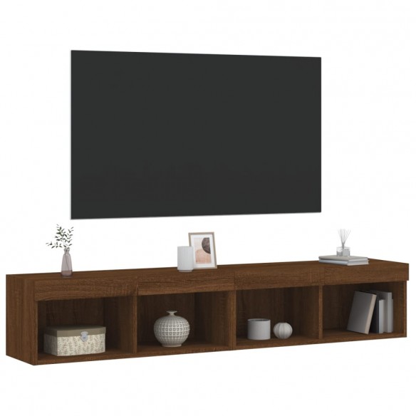 Meubles TV avec lumières LED 2 pcs chêne marron 80x30x30 cm