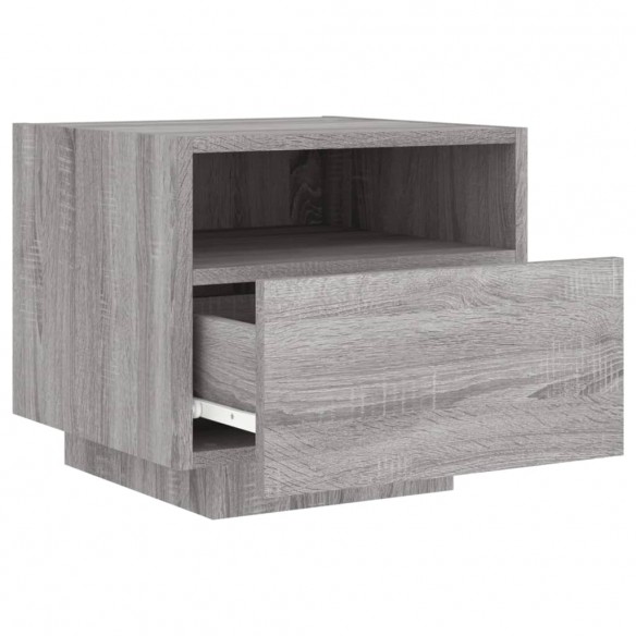 Table de chevet avec lumières LED sonoma gris 40x39x37 cm