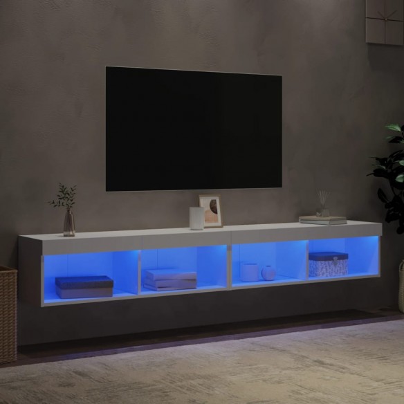 Meubles TV avec lumières LED 2 pcs blanc 100x30x30 cm