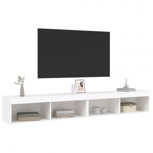 Meubles TV avec lumières LED 2 pcs blanc 100x30x30 cm