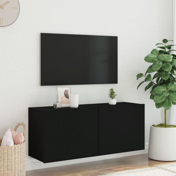 Meuble TV mural noir 100x30x41 cm