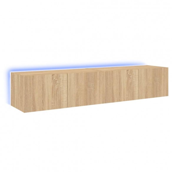 Meubles TV muraux lumières LED 2 pcs chêne sonoma 80x35x31 cm