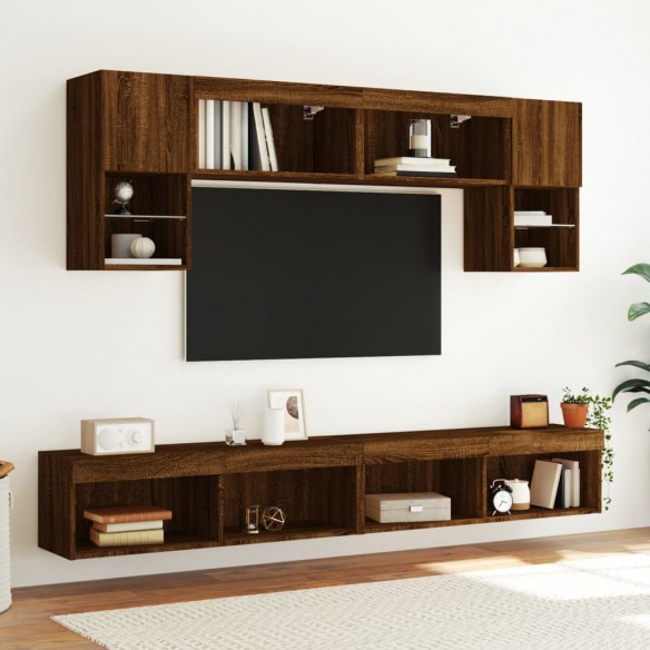 Meubles TV avec lumières LED 2 pcs chêne marron 100x30x30 cm