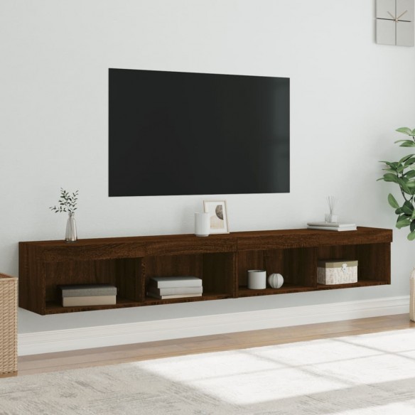 Meubles TV avec lumières LED 2 pcs chêne marron 100x30x30 cm