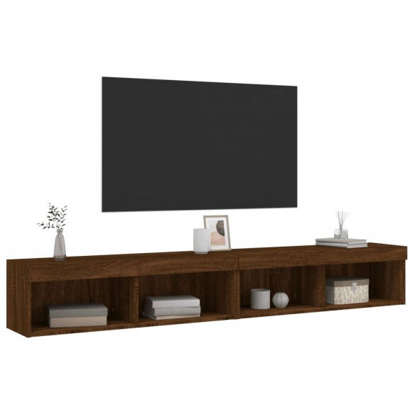 Meubles TV avec lumières LED 2 pcs chêne marron 100x30x30 cm