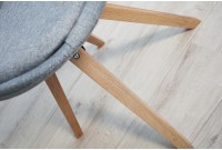 Lot de 4 chaises design rétro en tissu gris et bois massif