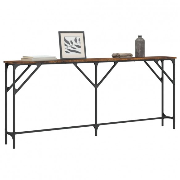 Table console chêne fumé 180x23x75 cm bois d'ingénierie