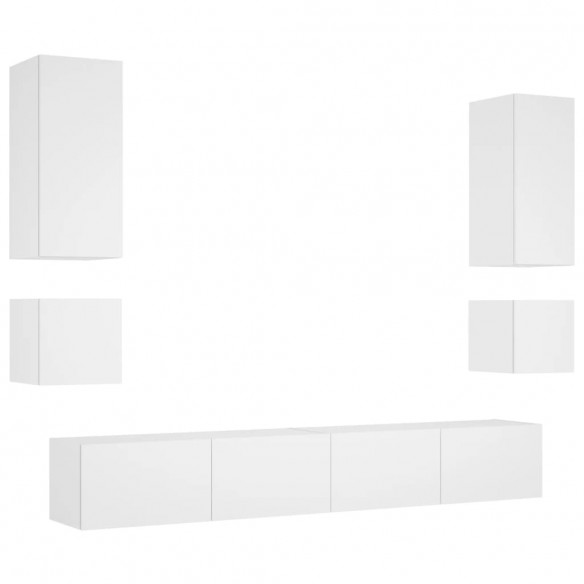 Meuble TV muraux 6 pcs avec lumières LED blanc