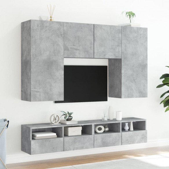 Meuble TV mural gris béton 80x30x30 cm bois d'ingénierie