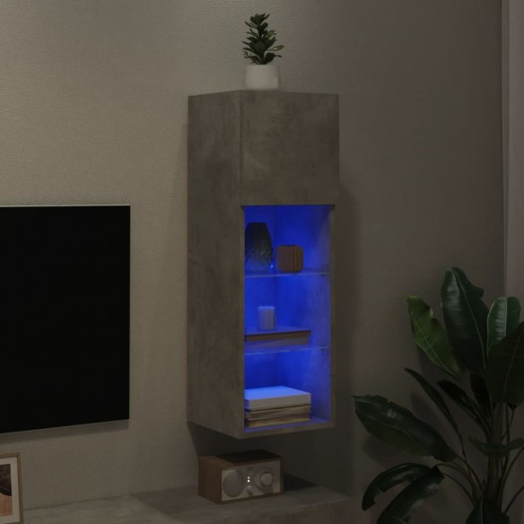 Meuble TV avec lumières LED gris béton 30,5x30x90 cm