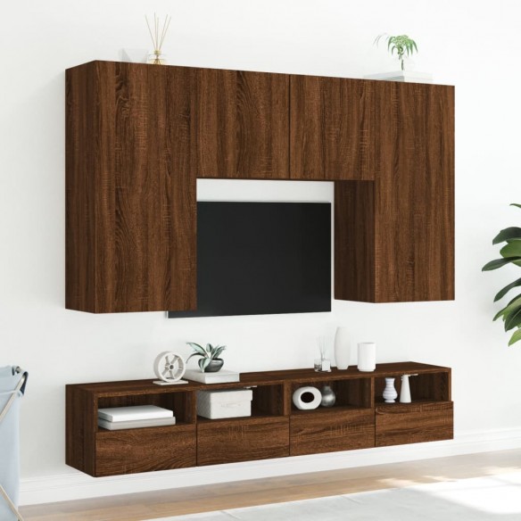 Meubles TV muraux 2 pcs chêne marron 80x30x30cm bois ingénierie