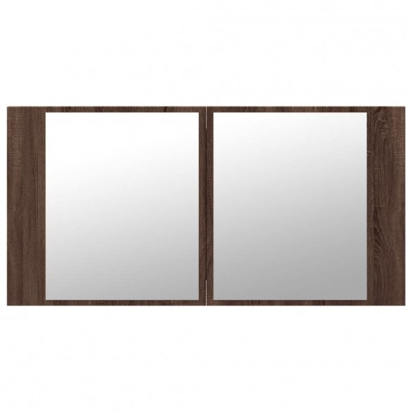 Armoire à miroir à LED de bain chêne marron 90x12x45 cm