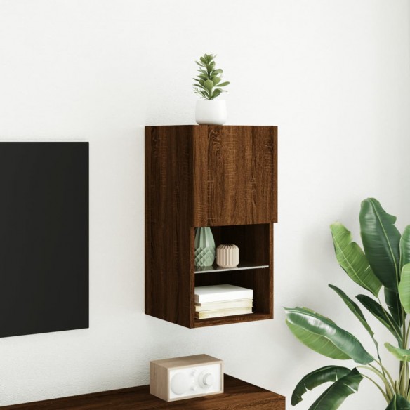 Meuble TV avec lumières LED chêne marron 30,5x30x60 cm