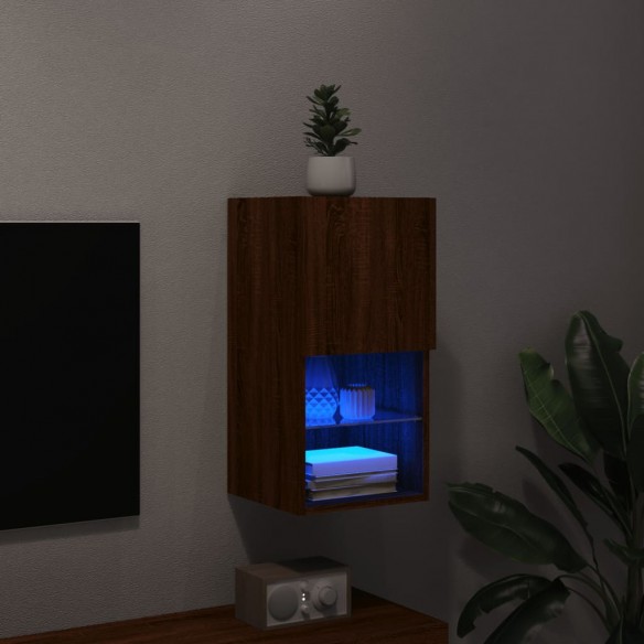 Meuble TV avec lumières LED chêne marron 30,5x30x60 cm