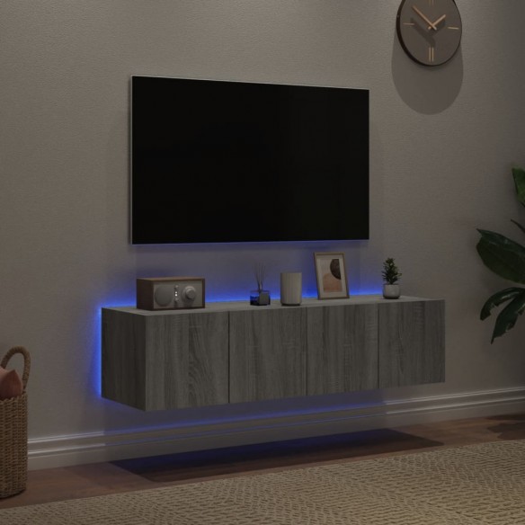Meubles TV muraux et lumières LED 2pcs sonoma gris 60x35x31 cm