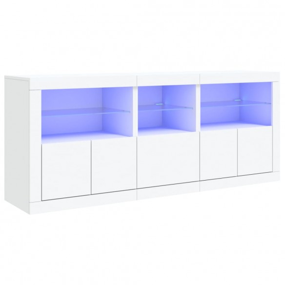 Buffet avec lumières LED blanc 162x37x67 cm