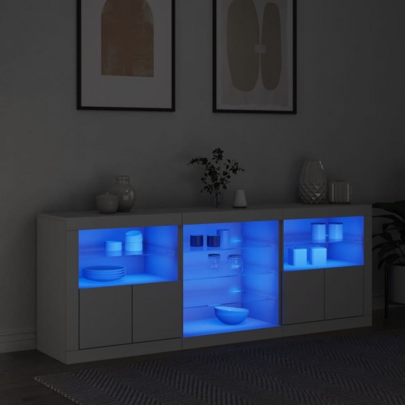 Buffet avec lumières LED blanc 181,5x37x67 cm