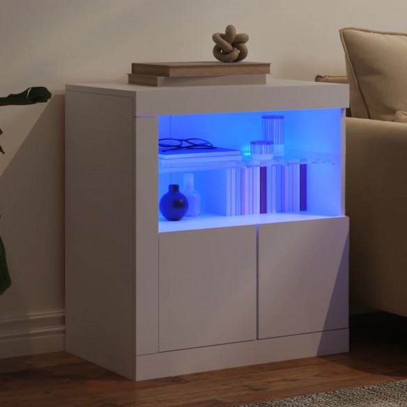 Buffet avec lumières LED blanc 60,5x37x67 cm