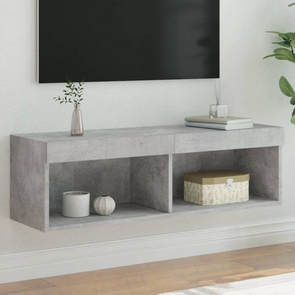 Meuble TV avec lumières LED gris béton 100x30x30 cm