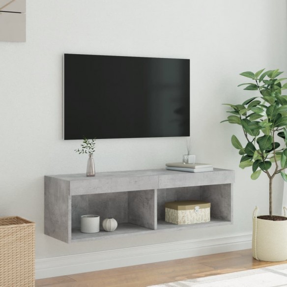 Meuble TV avec lumières LED gris béton 100x30x30 cm