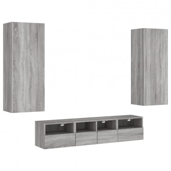 Unités murales TV 5 pcs sonoma gris bois d'ingénierie