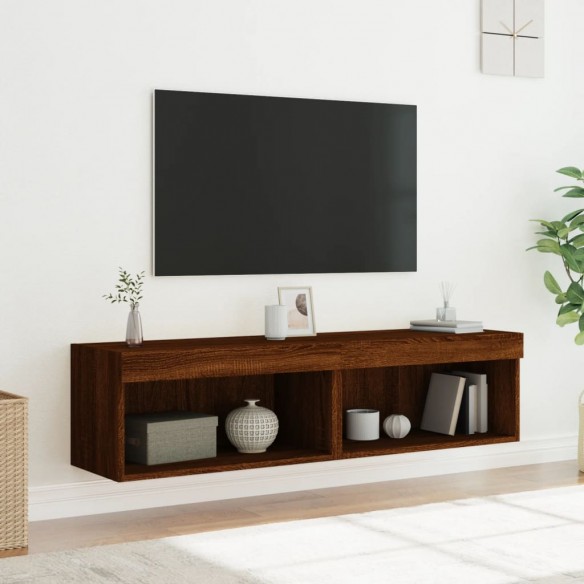 Meubles TV avec lumières LED 2 pcs chêne marron 60x30x30 cm