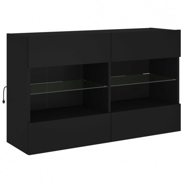 Ensemble de meubles TV muraux 6 pcs avec lumières LED noir