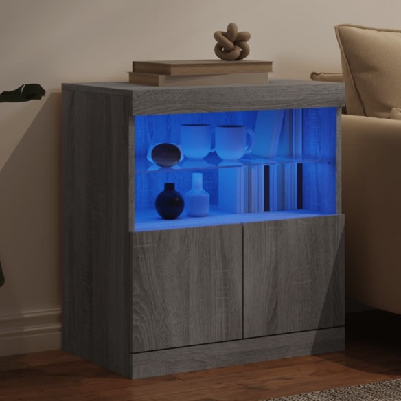 Buffet avec lumières LED sonoma gris 60x37x67 cm