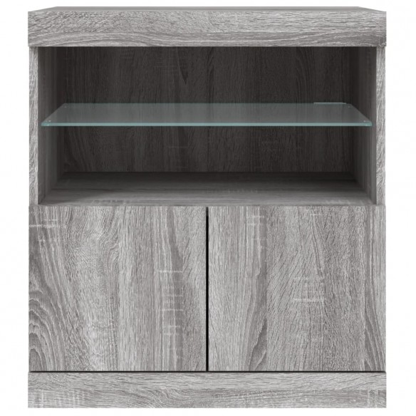 Buffet avec lumières LED sonoma gris 60x37x67 cm