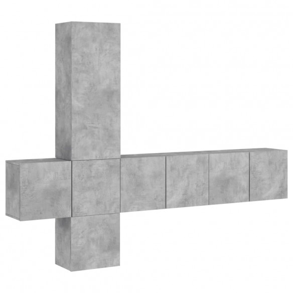 Unités murales TV 5 pcs gris béton bois d'ingénierie