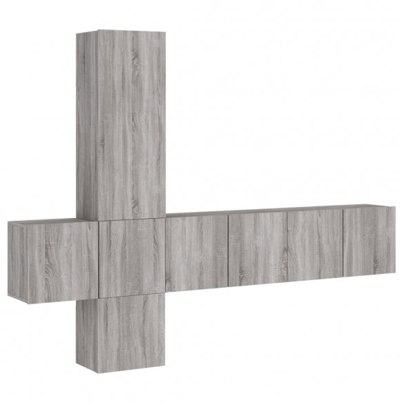 Unités murales TV 5 pcs sonoma gris bois d'ingénierie